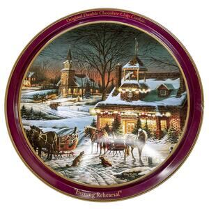 Vintage Terry Redlin Christmas Tray Evening Rehearsal Cookie Tray